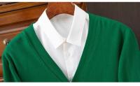 Cardigan de Punto para Hombres Vestido Suelto de Una Botónada con Cuello en V Color Sólido - details 34