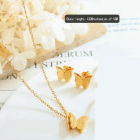 Colgante de mujer de mariposa esmerilada chapada en oro estilo minimalista de acero inoxidable Black King - details 0