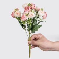 Rosa de seda de 15 cabezas, capullo de té pequeño para decoración de Navidad, alféizar del hogar, accesorios de bonsái, Fondo de boda, pared de flores artificiales - details 1