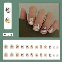 24 cuadrados de diseño floral francés simple, juego completo de uñas postizas, puntas de uñas desmontables DIY - details 6