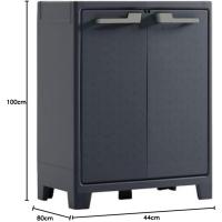 Armario de Resina Impermeable 2 Puertas, 2 Baldas Tamaño 100 x 80 x 44 cm Gris/Antracita - details 2