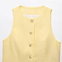 PB&ZA2025Chaleco cómodo sin mangas con cuello redondo estilo universitario, chaleco de verano, ropa nueva para mujer - details 9