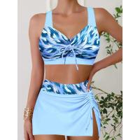 Traje de baño de mujer de alta calidad, traje de baño con estampado de ondas, falda corta, tankini, conjunto de dos piezas, S-6XL - details 3