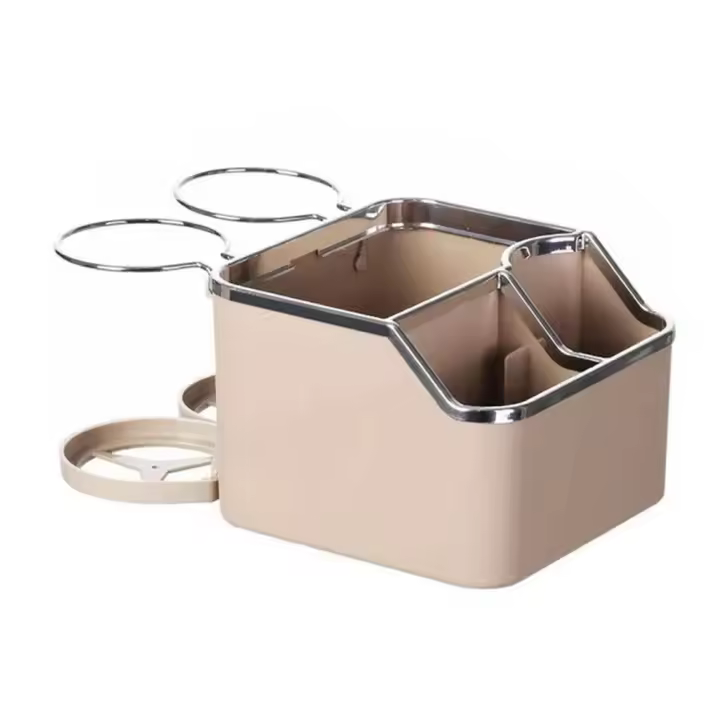 2 portavasos plegables, caja de almacenamiento para reposabrazos de coche, soporte para teléfono, organizador de asiento de coche desmontable, fácil de instalar, gran capacidad - 1