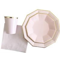 Juego de vajilla desechable dorada para fiesta, platos de papel rosa, servilletas, vasos, pajitas, decoración de boda, suministros para fiesta de cumpleaños y Navidad - details 5