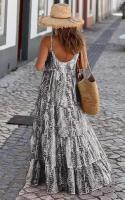 Nuevo vestido largo bohemio de verano para mujer, falda con tirantes estampada a la moda para vacaciones en la playa para mujer - details 4