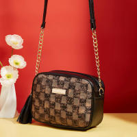 Bolso bandolera pequeño de mujer vintage a cuadros con diseño de borlas y bolsillo cruzado elegante para almacenamiento y estilo - details 6