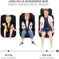 Silla de Coche para Niños Amplia, Suave, Arnés de 5 Puntos, Ajuste de Cabeza, Reductor Modular, Negro - details 3