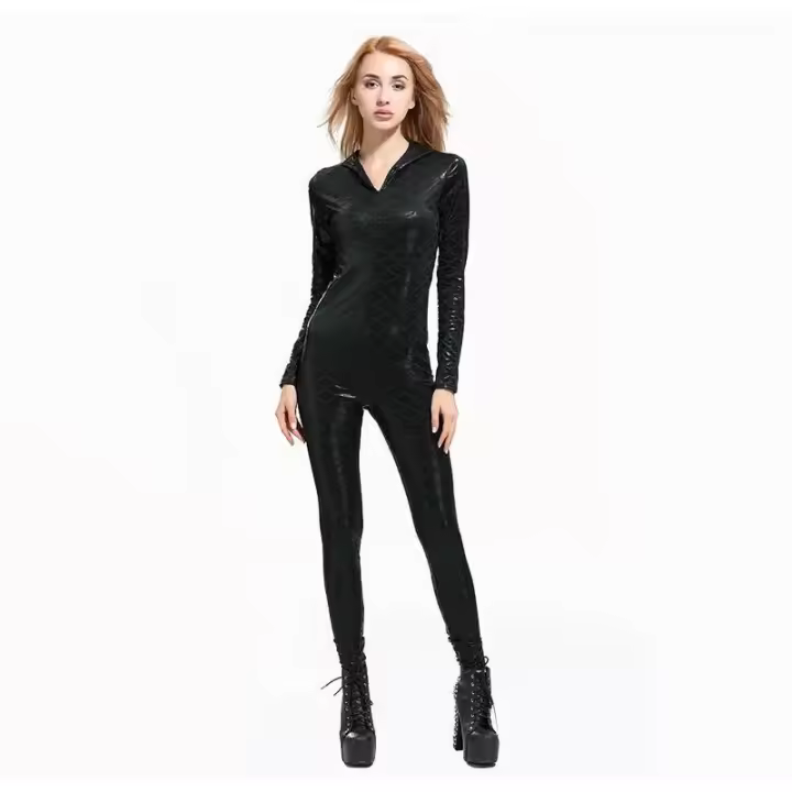 Body sexy de escamas de pescado con capucha para mujer, disfraz de cosplay vintage, mono de actuación para carnaval y fiesta de Halloween - 1