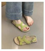 Sandalias planas de suela blanda antideslizantes y resistentes al desgaste de tendencia de color sólido a la moda para mujer - details 2