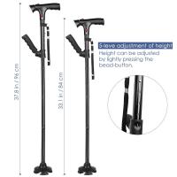 Bastón de Trekking telescópico, muletas plegables, bastón de senderismo, bastón de Metal para ancianos, bastón para caminar al aire libre, LED - details 10