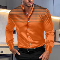 Camisa de manga larga con cuello levantado informal para uso diario con estampado de puntos Pop de cuatro lados para hombre nueva primavera y otoño - details 2