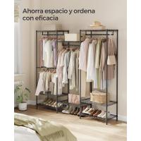Armario de Ropa de Metal Duradero Estantes Ajustables, Barras para Colgar y Ganchos, Perchero Separable, Negro Tinta LGR431B01 - details 3