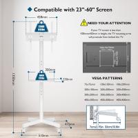 Soporte TV Ruedas para TV de 23 a 60 Pulgadas de Plasma/LCD/LED, Soporte TV Pie con Estante para Portátil, Soporte TV Móvil con Altura Ajustable de hasta 25 kg. Máx VESA 400 x 400 mm(Blanco) - details 2