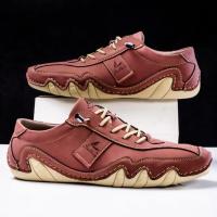 Zapatos informales de cuero hechos a mano para hombre, zapatillas con cordones, mocasines transpirables, suaves, planos, para conducir - details 13