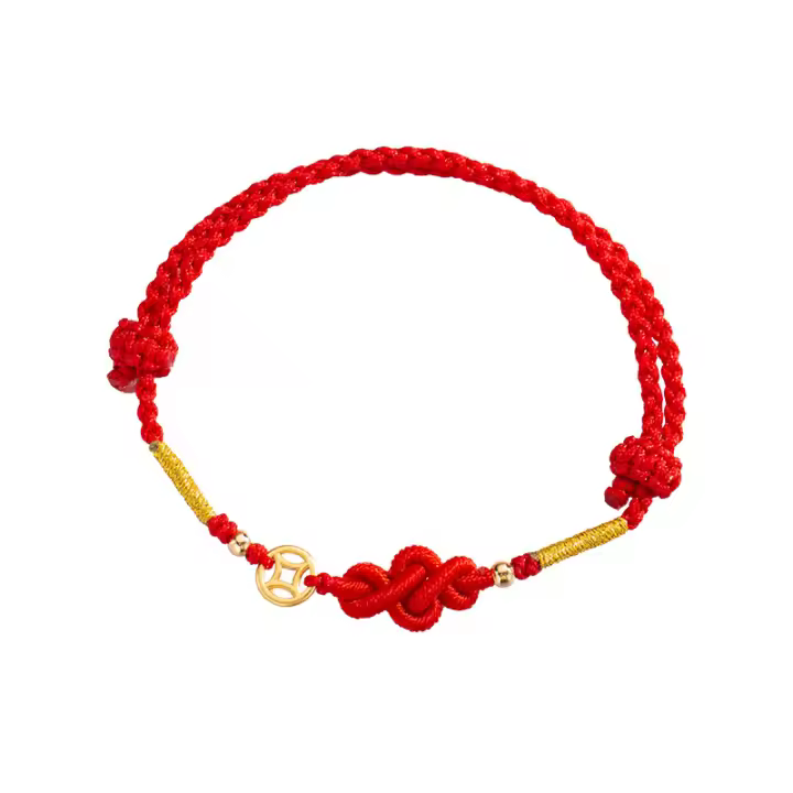 Pulsera de Cobre Hecha a Mano de Estilo Chino Talismán de la Suerte Ajustable para Mujeres - 1