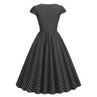 X Vestido acampanado con estampado de lunares y manga cuadrada elegante de verano para mujer - details 34