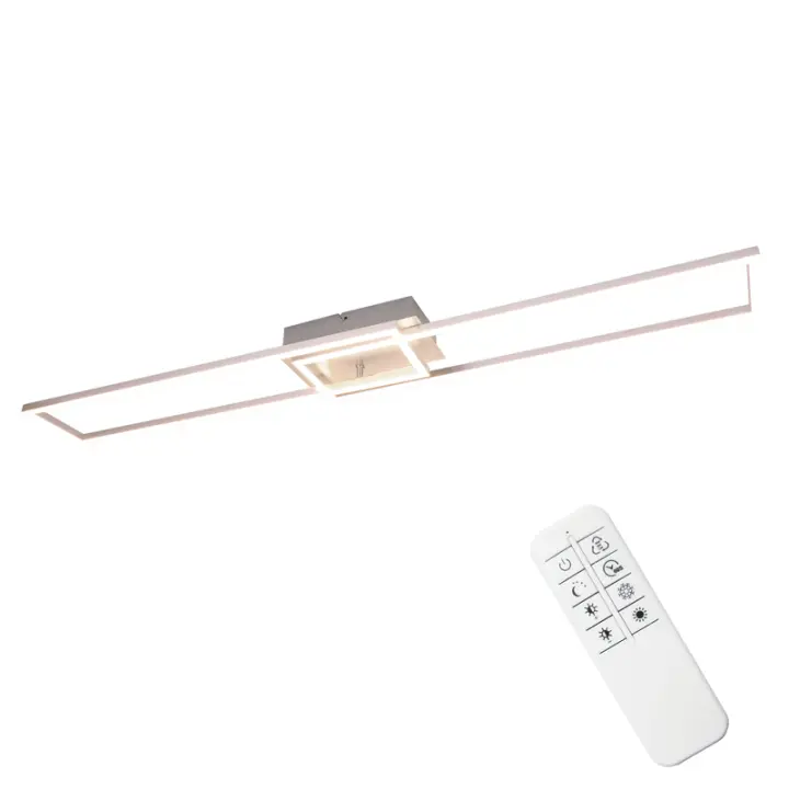 CBJKTX Lámpara de Techo LED para Dormitorio - Lámpara de Dormitorio de 2 Marcos 102 CM Moderna Regulable con Control Remoto Lámpara de Techo Plateada 36 W - 1