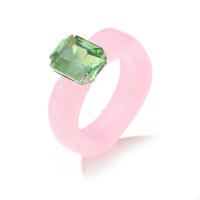 Anillos de resina coloridos de moda 2024 para mujer, anillos acrílicos simples vintage con diamantes de imitación, anillos geométricos de plástico estilo hip hop, joyería. - details 6
