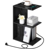 Estación de carga, mesa auxiliar con puertos USB y enchufes, mesa auxiliar para espacios pequeños, para dormitorio, salón blanco - details 9