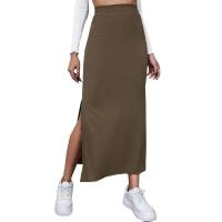 Verano 2025 nuevas niñas de cintura alta nalgas falda larga dividida sexy Spice Girl pura mujer sensual en la falda larga acanalada - details 0