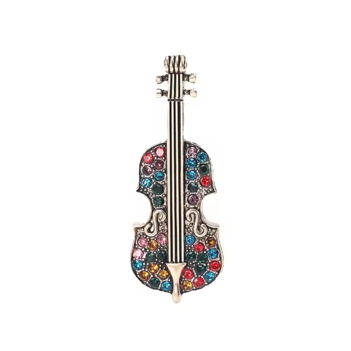 Vintage strass violín broche mujer broche versátil cardigan chal hebillas moda temperamento ropa accesorios - 1