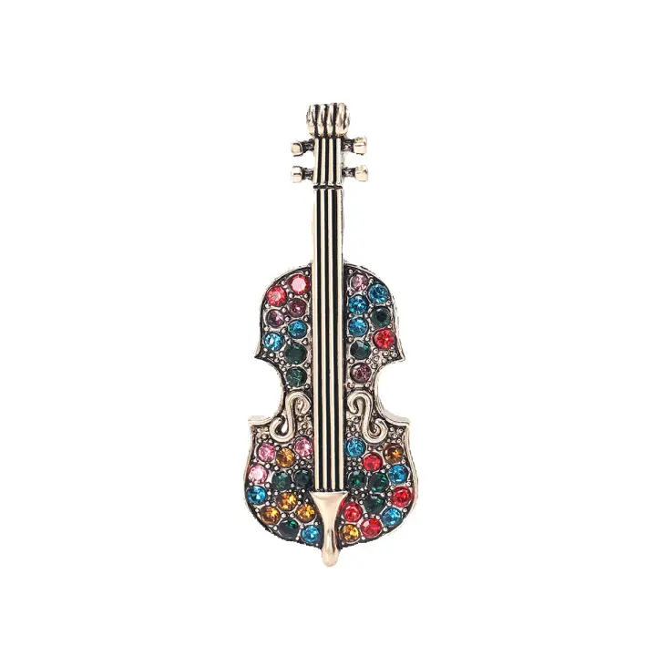 Vintage strass violín broche mujer broche versátil cardigan chal hebillas moda temperamento ropa accesorios - 1