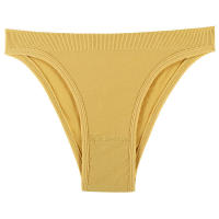 Tanga de algodón acanalado sin costuras para mujer, bragas de Bikini de cintura baja simples, ropa interior deportiva para niñas - details 18