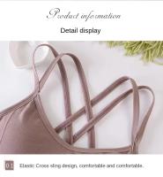 Tops sexis para mujer, camiseta sin mangas con tirantes cruzados en la espalda, sujetador deportivo Push Up para correr, sujetador de Yoga de Color sólido suave transpirable para Fitness y belleza - details 3