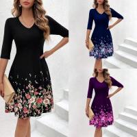 Nuevo vestido TEMU ajustado con cuello en V y estampado floral para mujer ahora - details 1