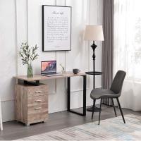 Escritorio Moderno de Madera y Acero 3 Cajones, Porta Ordenador, Diseño de Mesa de Trabajo, 120 x 50 x 75 cm, Decoración para Casa y Oficina - details 14
