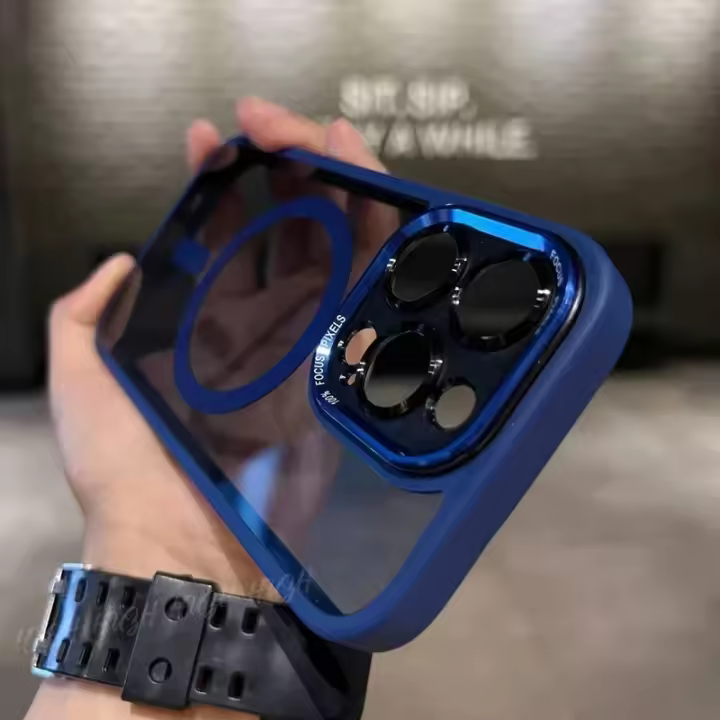 Funda magnética transparente de acrílico de lujo para iPhone, funda de carga inalámbrica Magsafe para iPhone 15, 14, 13, 12, 11, 16 Pro Max, cubierta dura híbrida a prueba de golpes - 1