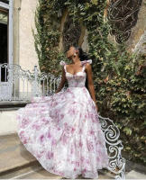 Nuevo vestido de noche largo y elegante de organza con hombros descubiertos para mujer, moda primavera verano - details 7