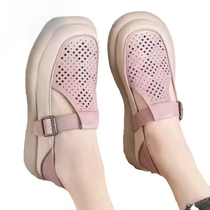 Baotou Sandalias romanas de mujer 2025 nuevo verano hueco suave agujero inferior solo zapatos planos - 1