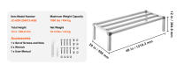 SucceBuy Estante de aluminio para estiba, estante de piso comercial para alimentos de 24" x 14", 8" fuera del piso, estante de almacenamiento de aluminio ajustable con capacidad de 1000 libras, para restaurantes, cocinas, garajes y vehículos - details 11