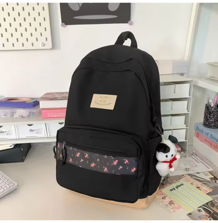 Mochila Escolar Floral Nylon para Interiores, Nylon para Exteriores Ideal para Secundarias, Preparatorias, Universidades Diseño Fresco y Dulce - 1