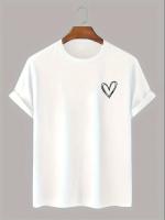 Camiseta de algodón con estampado en forma de corazón para hombre, camiseta informal, ligeramente elástica y transpirable, adecuada para verano al aire libre - details 1