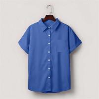 Blusa lisa de manga corta para mujer, camisa informal de un solo pecho, de moda - details 32