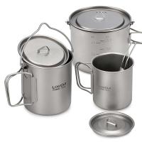 Lixada - maceta colgante portátil de titanio ultraligera, 900 ml/1600 ml, con asa plegable con tapa, utilizada para acampar al aire libre, hacer senderismo, - details 24
