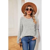 Jersey de manga larga para mujer, camiseta holgada con cuello redondo, tops de Color sólido, otoño e invierno, nuevo - details 13