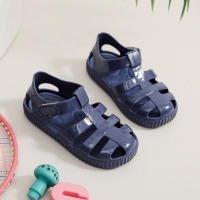 Sandalias con velcro para niños verano 2025 nuevo color sólido niños y niñas bolsa cabeza hueco suela suave bebé jalea sandalias - details 23