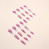 24 Piezas De Uñas Postizas De Ballet Largas En Forma De French Con Diseño De Amor Simple Costura Y Red En Las Yemas +1 Pegamento De Uñas +1 Archivo De Uñas Material De Resina - details 3