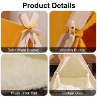 Cama de madera para perros y gatos, tienda de campaña de diseño Simple, prevención de mosquitos, casa de dormir para mascotas, producto para interiores, verano e invierno - details 12