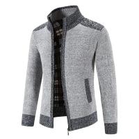 Chaqueta tipo suéter con cuello levantado para hombre, top de punto grueso, cárdigan informal de moda, cálido, otoño e invierno - details 3