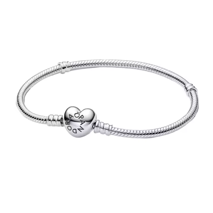 Pulsera Pandora Moments S925 con cierre de corazón rosa, para mujer, viene con caja de regalo original, ideal para regalar - 1