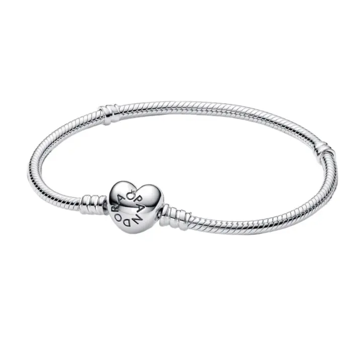 Pulsera Pandora Moments S925 con cierre de corazón rosa, para mujer, viene con caja de regalo original, ideal para regalar - 1