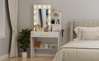 Rcynview Mesa de Vaneo Moderna de Metal con Espejo y Luz Base de Carga, Silla, 3 Modos de Iluminación, 1 Cajón Grande - details 10