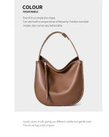 Bolso de mano minimalista cómodo de cuero suave Bandolera de hombro de gran capacidad de cuero de vaca - details 23