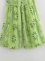 Conjunto casual de moda para mujer Camisa con volantes Top + Pantalones de pierna ancha - details 12