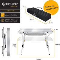 Mesa de Camping Plegable Marco de Aluminio Tablero Enganchable Ajuste de Altura Incluso - details 9